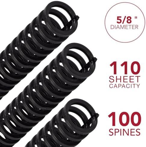 GBC Binding Spines / Spirals / Coils, 5/8" Diameter, 110 Sheet Capacity, ProClick, Black, 100 Pack (2514517)