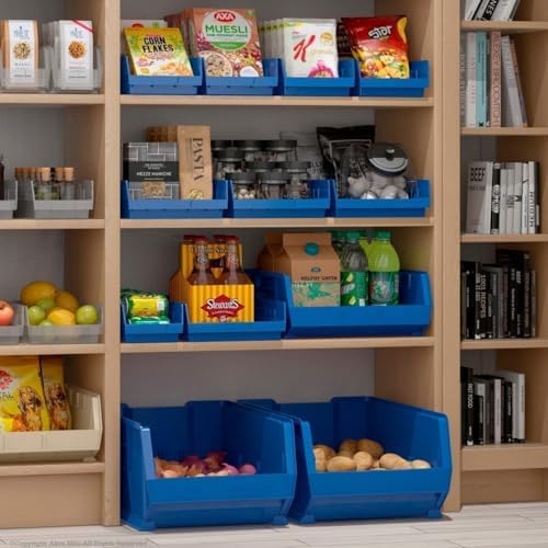 Akro-Mils 30138 Heavy Duty Plastic Shelf Bins, 18"x 6.5"x 4", Blue, 12-Pk