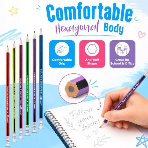 Pointer Classroom Sharpened Pencils - HB Colorful Graphite Wooden 144 Pack