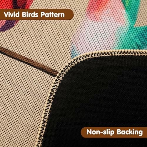 Percozzi Bird Kitchen mats Set of 2, Robin Cadinal Door mat Indoor Outdoor Rug, Hummingbirds Cardinal Kitchen Floor Mat Decor 17x29 and 17x47 Inch