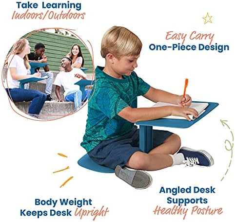 ECR4Kids The Surf Portable Lap Desk, Flexible Seating, Peacock Blue
