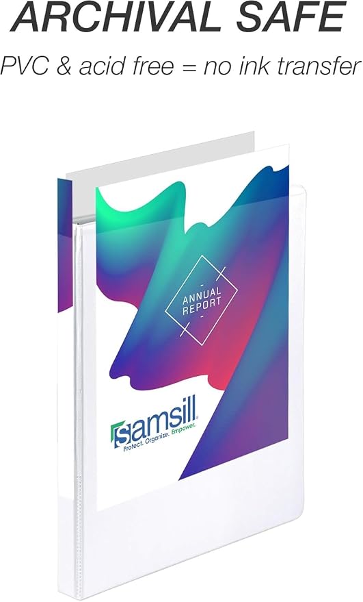 Samsill Durable 0.5 Inch Binder, D Ring Binder, Customizable Clear View Cover, White, 24 Pack, Each Holds 125 Pages