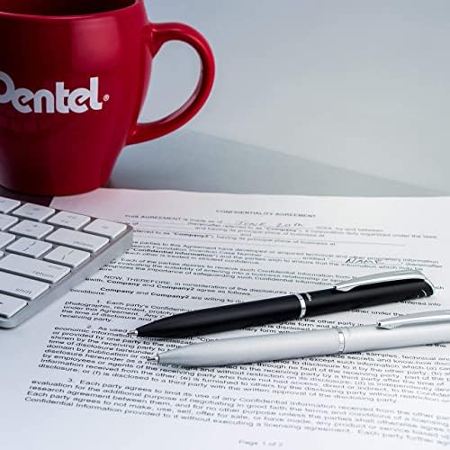 Pentel EnerGel Style Gel Pen, (0.7mm) Medium Line, Black Barrel, Black Ink, Gift Box w/Belly Band (BL2007AABX)