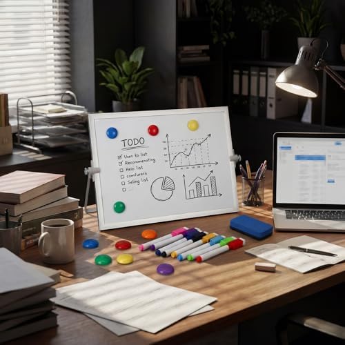 AmazingSpark 4 Pcs Small Dry Erase White Board with Stand 12 x 8'', White