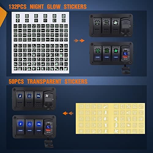 Nilight 3 Gang Rocker Switch Box 12V SPST ON Off PD Type C and QC 3.0 USB Charger Voltmeter Waterproof Aluminum Panel DIY Stickers for Boats Cars RVs Trucks