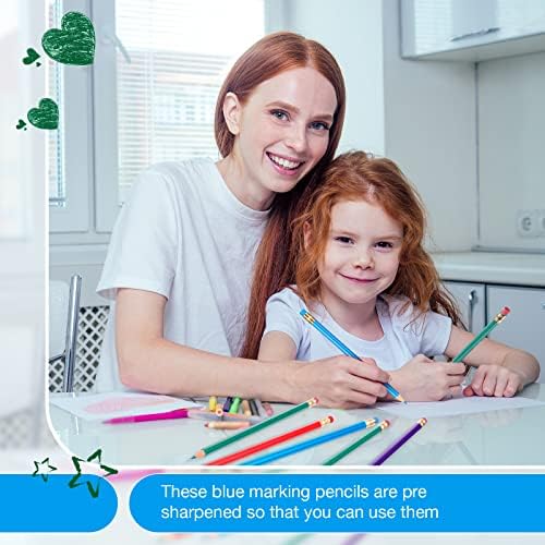 Tatuo 60 Pcs Pencils Pre Sharpened Checking Pencils with Eraser Erasable Colored Pen for Map Coloring Tests Sketch School Office Editing Kids Adults Favors Grading(Lovely Color)