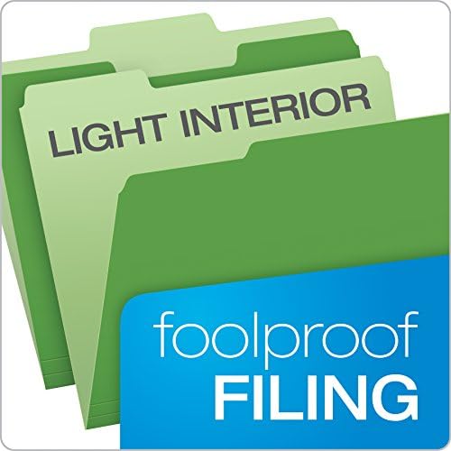 Pendaflex Colored File Folders, 100 Pack, Letter Size (8.5" x 11"), Durable Green Folders, 3 Tabs for Easy Labeling, Colorful School, Office & Home Document Organization