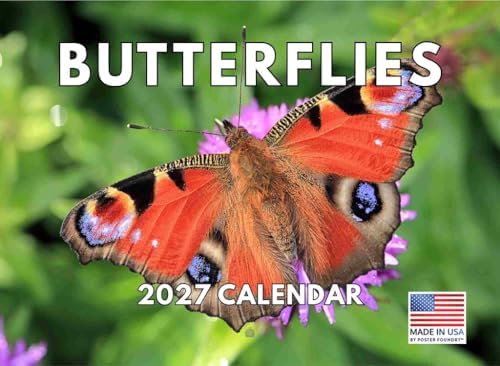 Butterfly Calendar 2027 Butterflies Monthly Wall Calender 12 Month