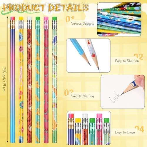 Sabary 100 Pcs Assorted Wood Pencil Bulk 50 Styles Colorful #2 HB Pencils