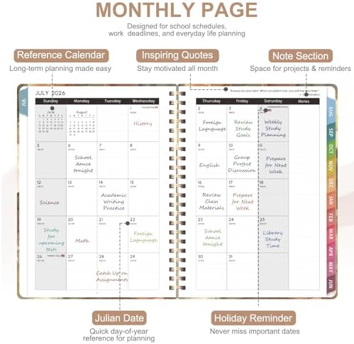 Planner 2026-2027, Weekly and Monthly Academic Planner, July 2026 - June 2027, Hardcover Calendar Agenda Book for School Year Planning, School Supplies for Teacher and Student, Letter Size(8.5'' x 11'')
