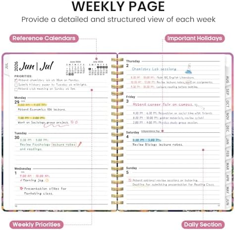Planner 2026-2027, Jul 2026-Jun 2027 Academic Monthly & Weekly Planner | 6.3" x 8.5" Hardcover Pretty Calendar Planner for Women, Spiral Organizer for School Office Home Supplies, Dreamscape Hills