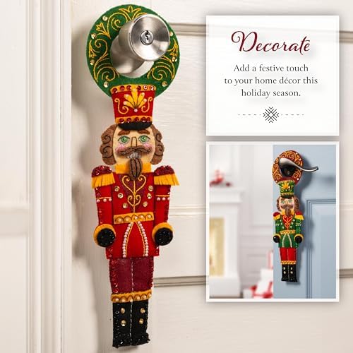 Bucilla, Felt Applique 2 Piece Door Hanger Kit, Nutcracker Duo, Perfect for Holiday DIY Arts and Crafts Projects, 89704E