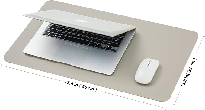 Leather Desk Mat - Small Non-Slip PU Desk Pad for Office and Home - Desk Organization and Accessories - Ideal for Large Mouse Pad and Small Desk Mats on Top of Desks (Light Gray,23.6"x 13.8")