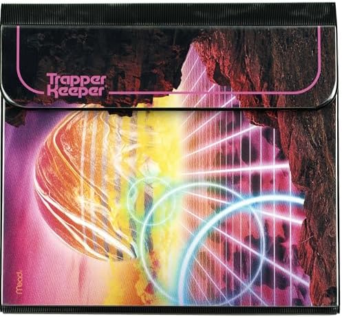 Mead Trapper Keeper Binder, Retro Design, 1 Inch Binder with Folders and Pockets, Holds 8-1/2" x 11" Paper, Glow (260038FM-ECM)