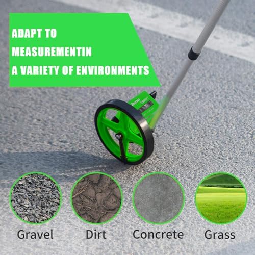 Zozen 6-Inch Measuring Wheel in Feet and Inches, Telescopic Handle, Green