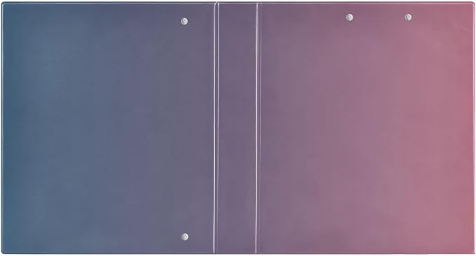 KLL 3 Rings Binder 1 and A Half Inch Binder with Pocket Cover 1/2 Packs School Supplies Binder Hardcover Blue Pink Gradient (2)