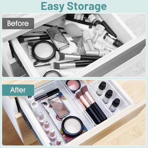 25 PCS Clear Plastic Drawer Organizer, Makeup Organizers and Storage Bins
