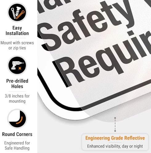 Hard-Hat and Safety Vest Required Sign, ANSI Caution Sign,
