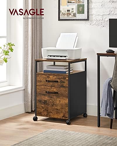 VASAGLE 2 Drawer File Cabinet, Rolling Printer Stand