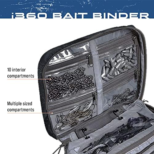 FROGG TOGGS Bait Binder, Fishing Tackle and Bait Storage, Salt Water Resistant Soft Sided Tackle Bag, Blue, i360