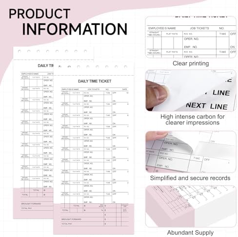AmazingSpark 500 Pack Daily Time and Job Ticket 12 Flag Mechanics Time Sheets Cards for Employees Weekly Format Repair Shop Office Business, 4 1/4" x 9 1/2"
