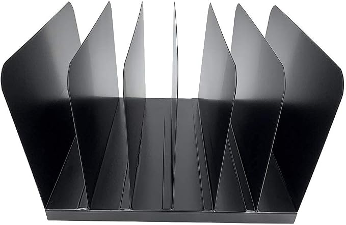 Huron Desktop File Binder Organizer Storage Vertical 6 Slot, Black Commercial Grade Steel