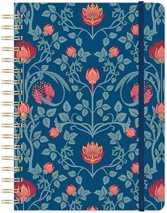 Orange Circle Studio Undated Tri-Tab Planner,Garden Renaissance Weekly & Monthly Planner Journal, 7 x 9.6 Spiral Notebook with Stickers, Pockets, Elastic Closure and Lined Notes for Everyday Use