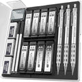 Nicpro 3 Pack Blocky Gear 0.5 mm Metal Mechanical Pencils Set with Case