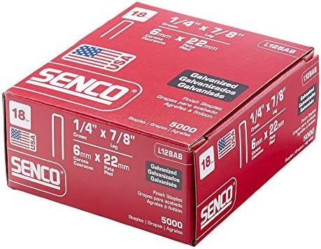 SENCO Collated Medium Wire Staples, Galvanized, 18 GA (L12BAB) 5,000 Box