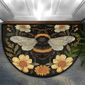 Half Round Door Mat Bee Flower Animal Non Slip Washable Semi Circle Area Rug Absorbent Soft Half Moon Rug Floor Mat for Indoor Outdoor Kitchen Bathroom Patio Front Door Mat Decor