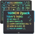 16 Inch LCD Writing Tablet 2 Pack, Large Electronic Notepad for Adults, Reusable Digital Memo Board for Office Desk and Meetings, Erasable Paper Tablet, Battery Operated（Blue & Black