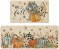 Baccessor Fall Kitchen Rugs Set of 2, Blue Pumpkins Floral