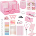 Office Supplies,Desk Accessories,Stapler and Tape Dispenser Set,1000 Staples,Staple Remover,Pen Holder,Folding Phone Holder,Journal Notebook,Ballpoint Pen,Scissor,Ruler,Clear Tape,Sticky Notes,Ect