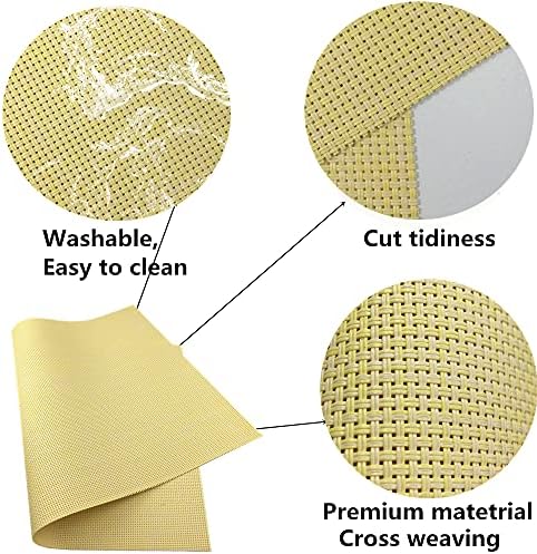 WAZAIGUR Placemats Crisscross Woven Vinyl Place Mats Set of 6 Yellow