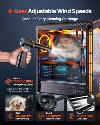 Compressed Air Duster, 130,000RPM Ultra-Powerful Electric Air Duster