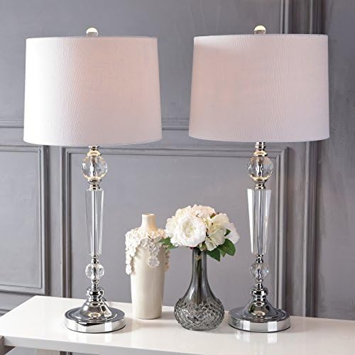 JONATHAN Y Emma 29.5" Clear Crystal Candlestick Table Lamp, Set of 2