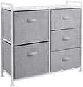 Amazon Basics Bedroom Closet Organizer with 5-Fabric Storage Drawers for Clothes Storage, White