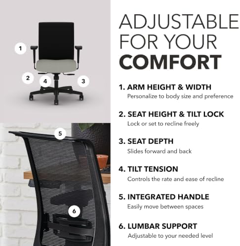 HON Convergence Ergonomic Office Chair, Office Desk Computer Chair, Fog