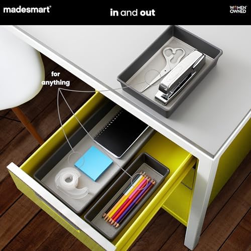 madesmart Classic 3 Bin Drawer Organizer Set, Granite