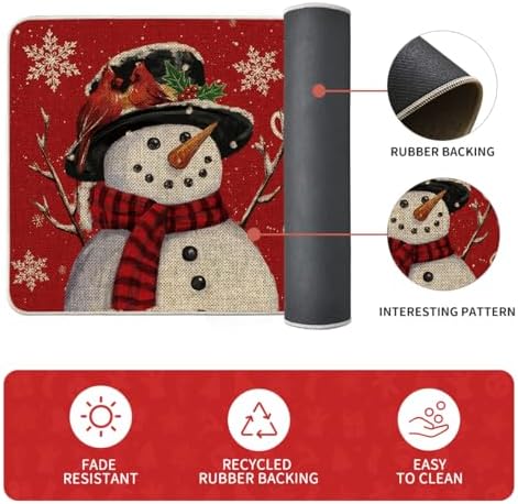 Artoid Mode Snowman Let It Snow Snowflake Christmas Kitchen Mats Set of 2, Winter Home Decor Low-Profile Kitchen Rugs for Floor - 24x35 and 24x59 Inch