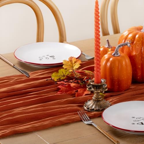 Fall Table Runner Terracotta Cheesecloth Boho Wedding Home Decor