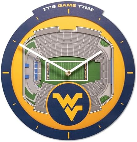 YouTheFan NCAA West Virginia Mountaineers StadiumView 3D Wall Clock