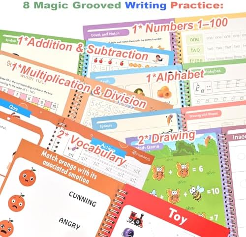 Grooved Handwriting Practice Books for Kids Ages 3–8, Tracing Workbooks