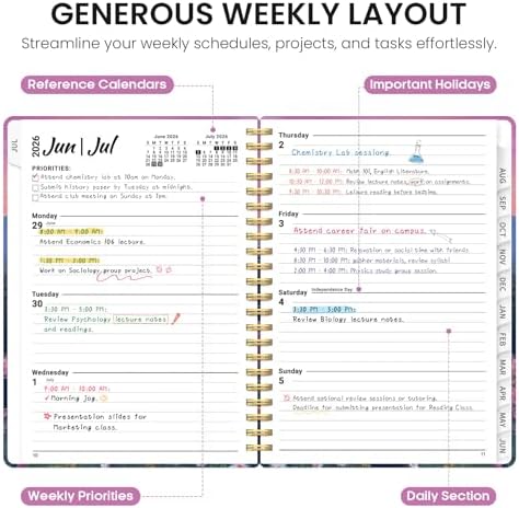 Planner 2026-2027, Monthly & Weekly Jul 2026-Jun 2027 Planner Calendar