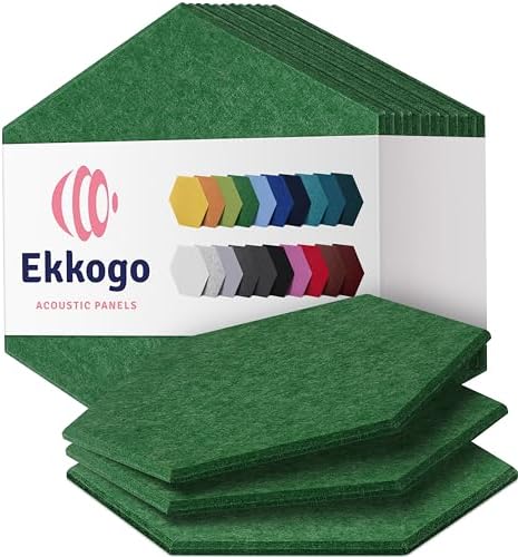 Acoustic Panels 12-Pack Soundproof Wall Panels 12"X10.4"X0.4" Sound Panels High Density Sound Dampening Panels - [Dark Green Hexagon]