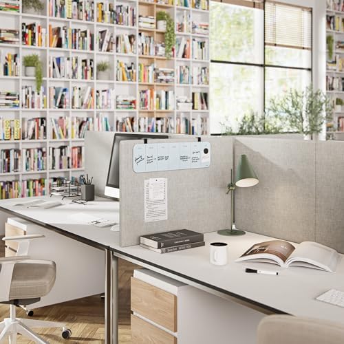 U Brands Magnetic Cubicle/Wall Glass Dry-Erase Weekly Calendar Board, 20" X 5.5" Inches, White Frosted Surface, Frameless