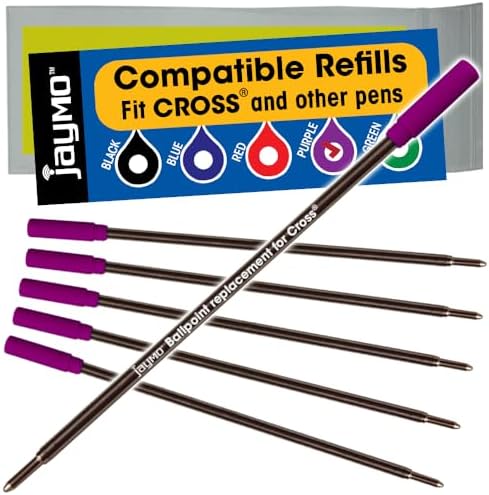 Replacement for Cross 8511/8513/8515 - Ballpoint Pen Refill - 6 Purple