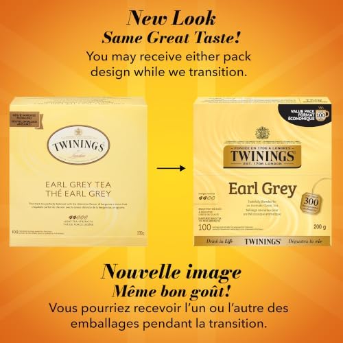 Twinings Earl Grey Black Bergamot Caffeinated Tea Bags, 100 CT Box (1 Pack)
