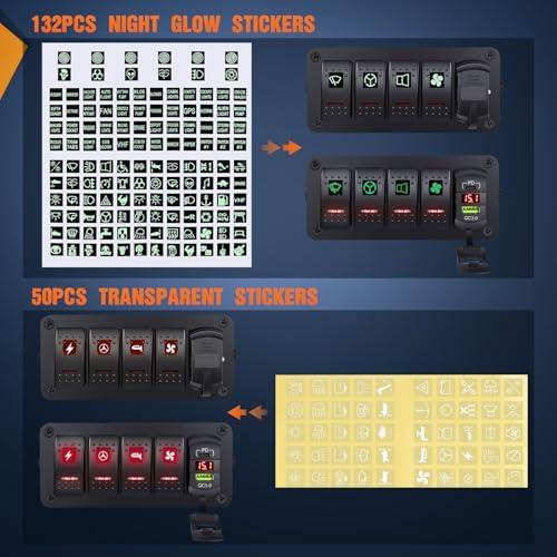 Nilight 4 Gang Rocker Switch Box w/Voltmeter PD Type C and USB Socket