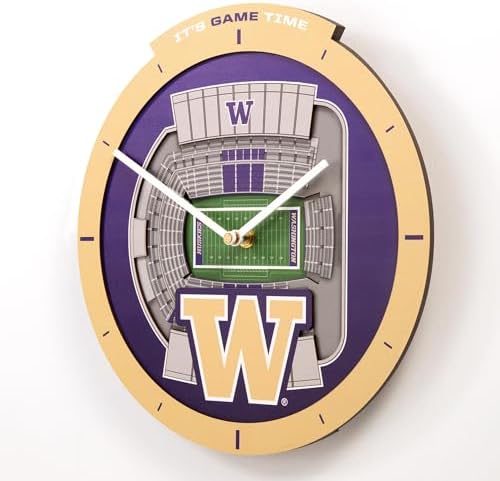 YouTheFan NCAA Washington Huskies StadiumView 3D Wall Clock